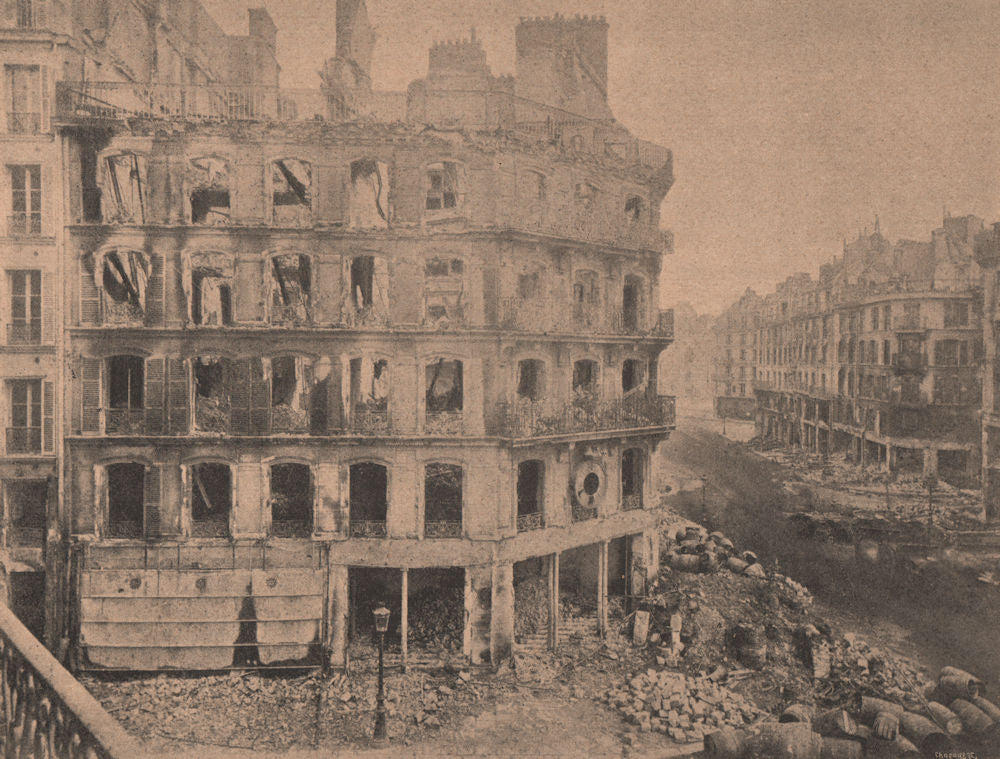 PARIS COMMUNE 1871. Rue de Rivoli après la bataille/coin Rue Saint-Martin c1873